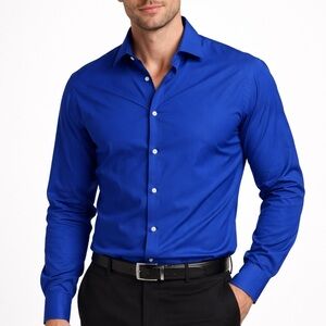 JF J.Ferrar Men's Vibrant Blue Button Down Shirt zs XXL